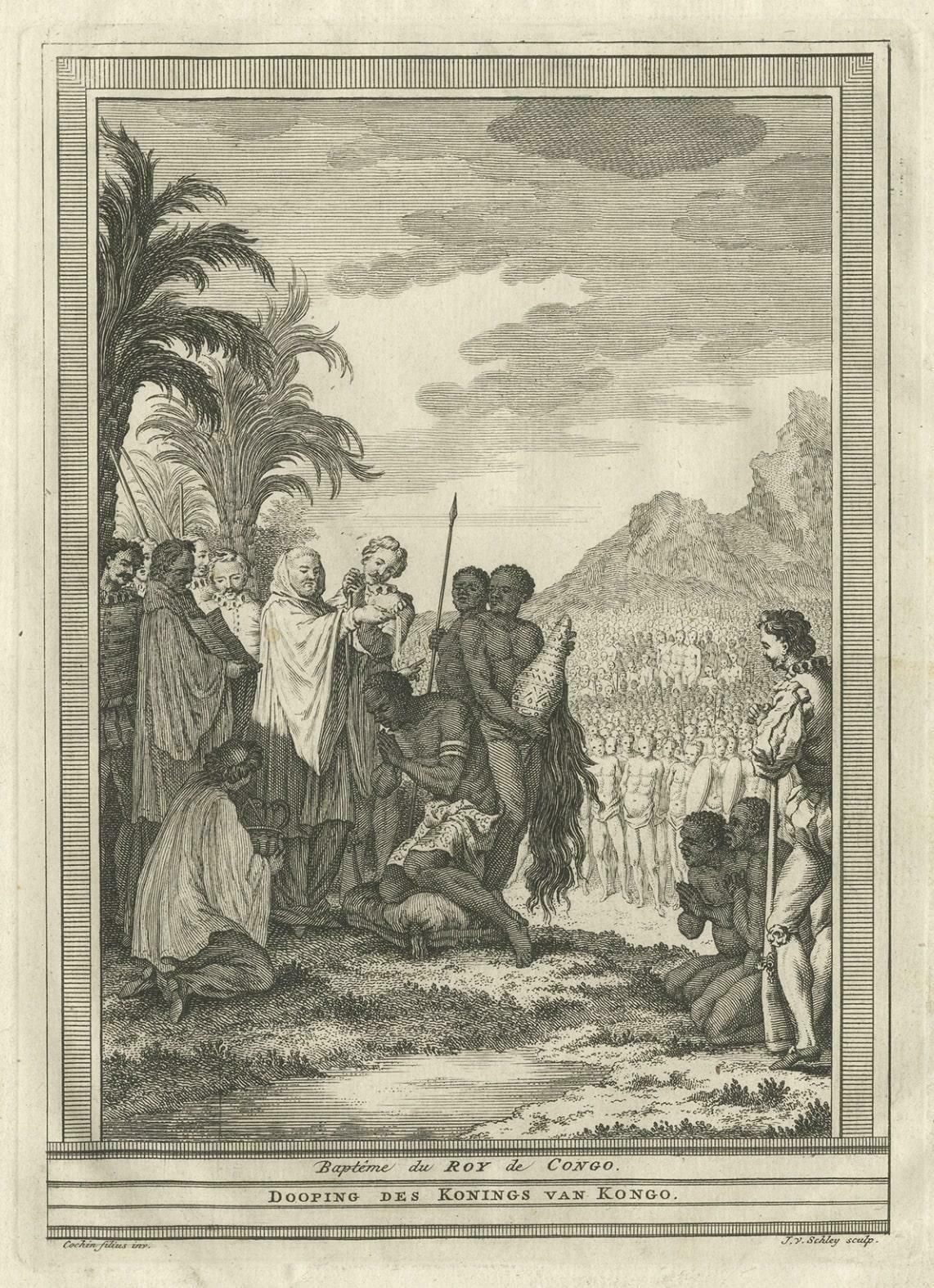 Antique Print Of The Baptism Of The King Of Congo In Africa, 1747 photo 164.0