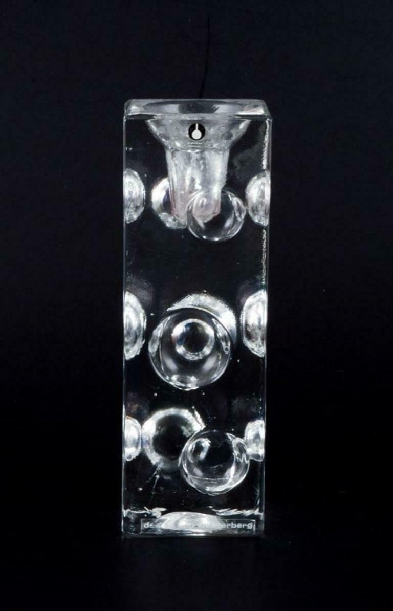 Uno Westerberg For Pukeberg Sweden Two Candle Holders In Clear Art Glass photo vintage