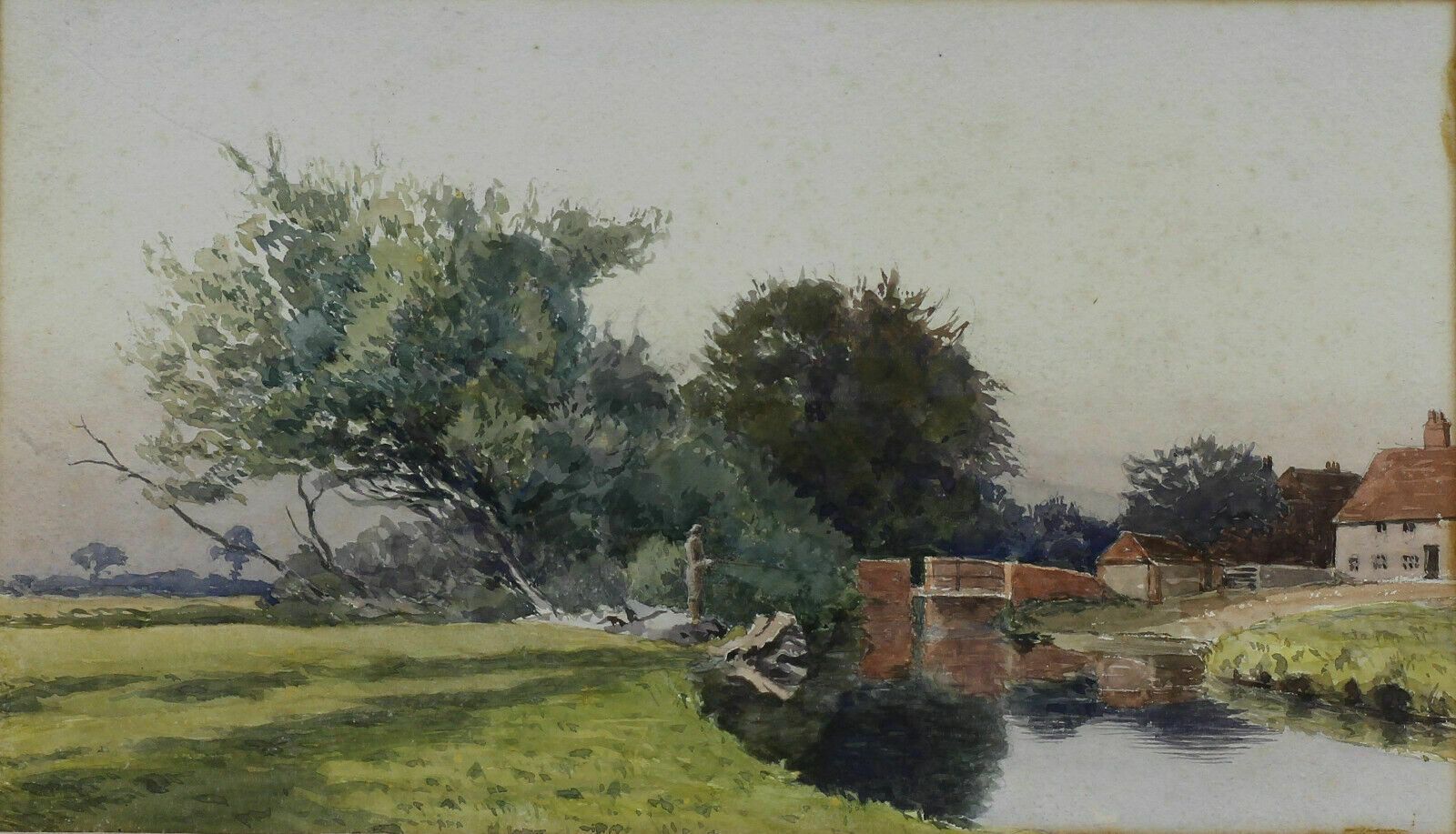Set Of 2 Watercolours By Vw. Fishing Scenes In Autumn & Summer photo vinterior