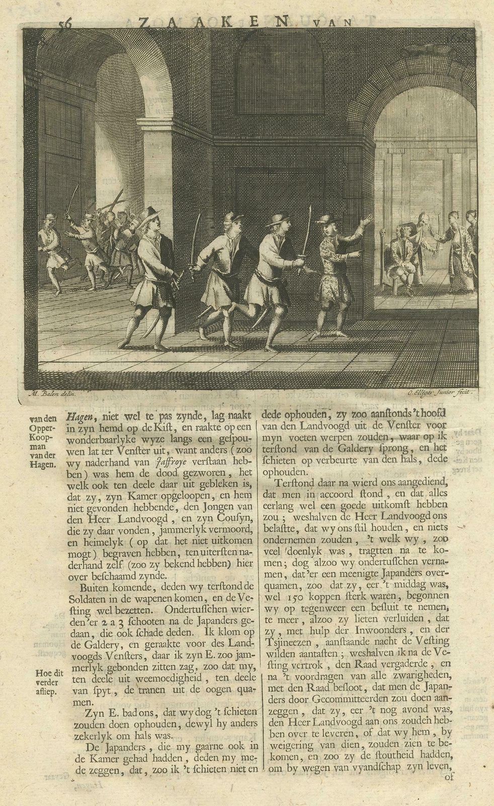 Antique Print Of The Kidnapped Governor By Valentijn, 1726 photo furniture