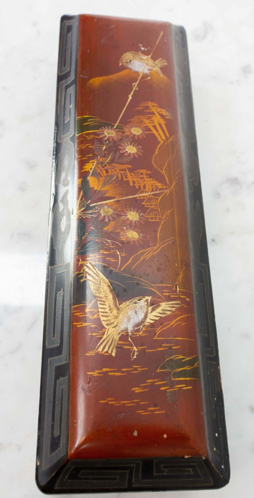 Chinese Lacquered Brush Box With Painted Birds, Late 19th Century photo 416.0