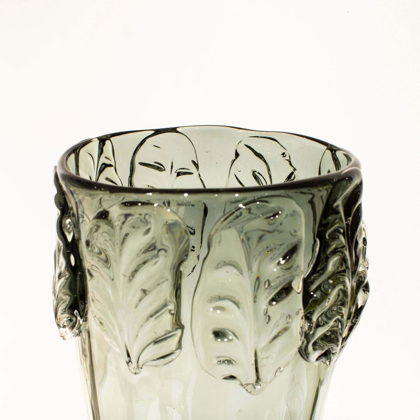 Handcrafted Semi Transparent Grey Color Glass Vase, Italy, 2024 photo vinterior