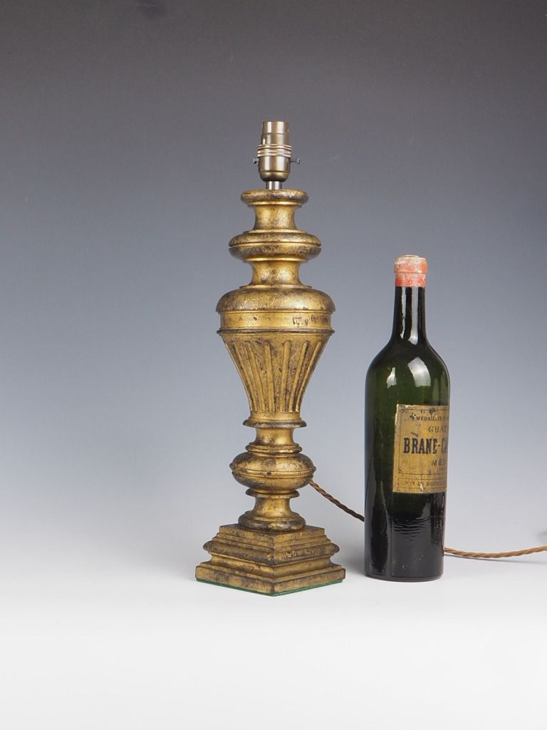 Antique French Carved Giltwood Table Lamp photo furniture