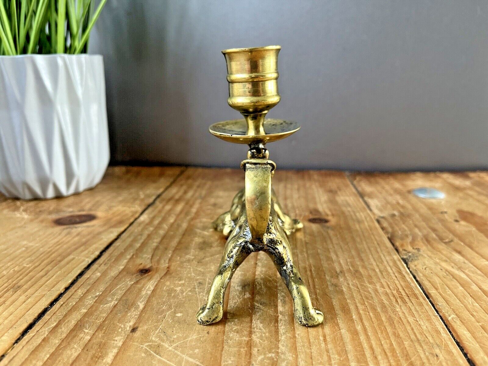 Quality Antique 19th C Chinese Dragon Candlestick Candle Holder Mythical Foo Dog photo buy