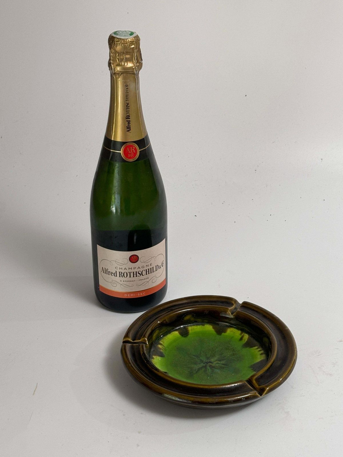 Ceramic Vide Poche From France 1960 Multicolor Color, Rond Shape Brown And Green photo buy