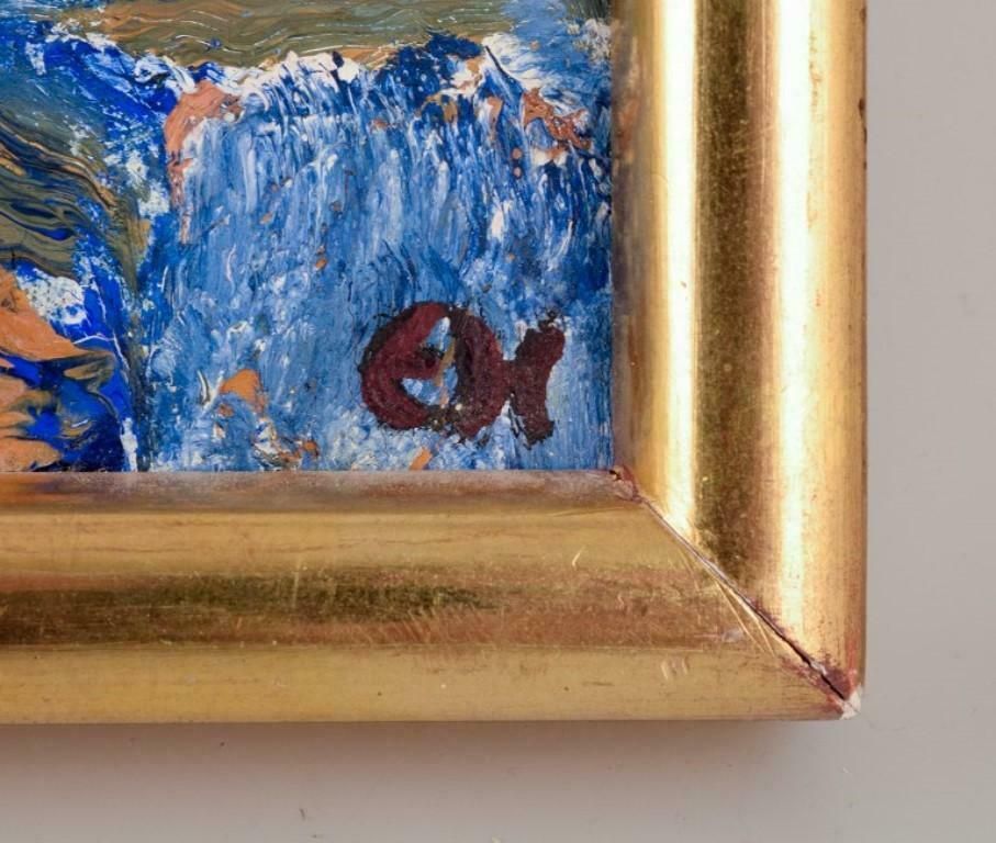 Erik Hallgren, Swedish Artist. Oil On Canvas. Abstract Landscape, 1975 photo vinterior