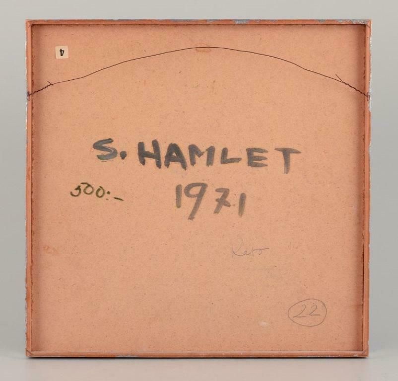 S. Hamlet, Swedish Artist. Oil On Board. Abstract Composition, 1971 photo vinterior