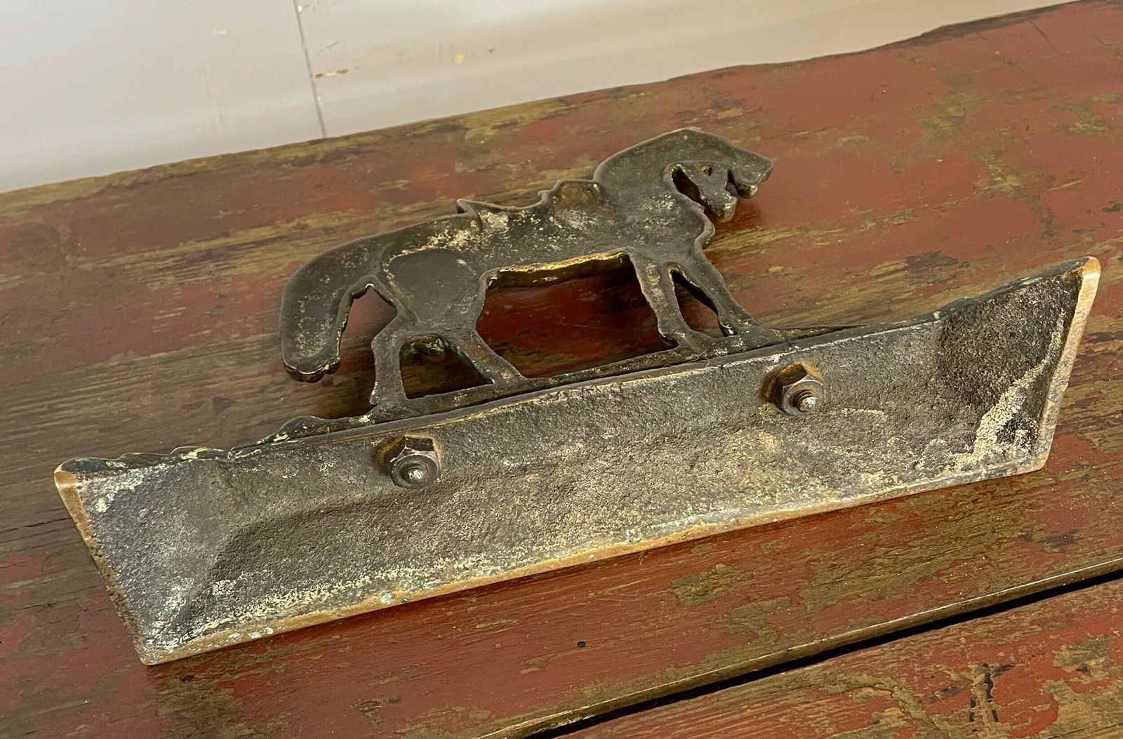 C19th Cast Brass Horse Door Stop photo Home Fixtures