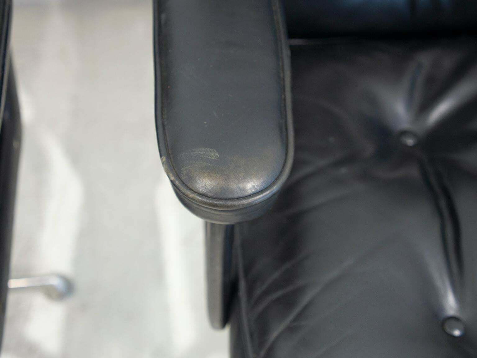 Pair Of Black Leather Executive Chairs By Charles And Ray Eames photo vintage