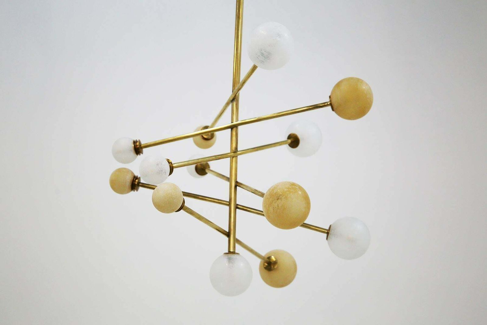 Italian Ceiling Chandelier In Glass And Brass Contemporary photo furniture
