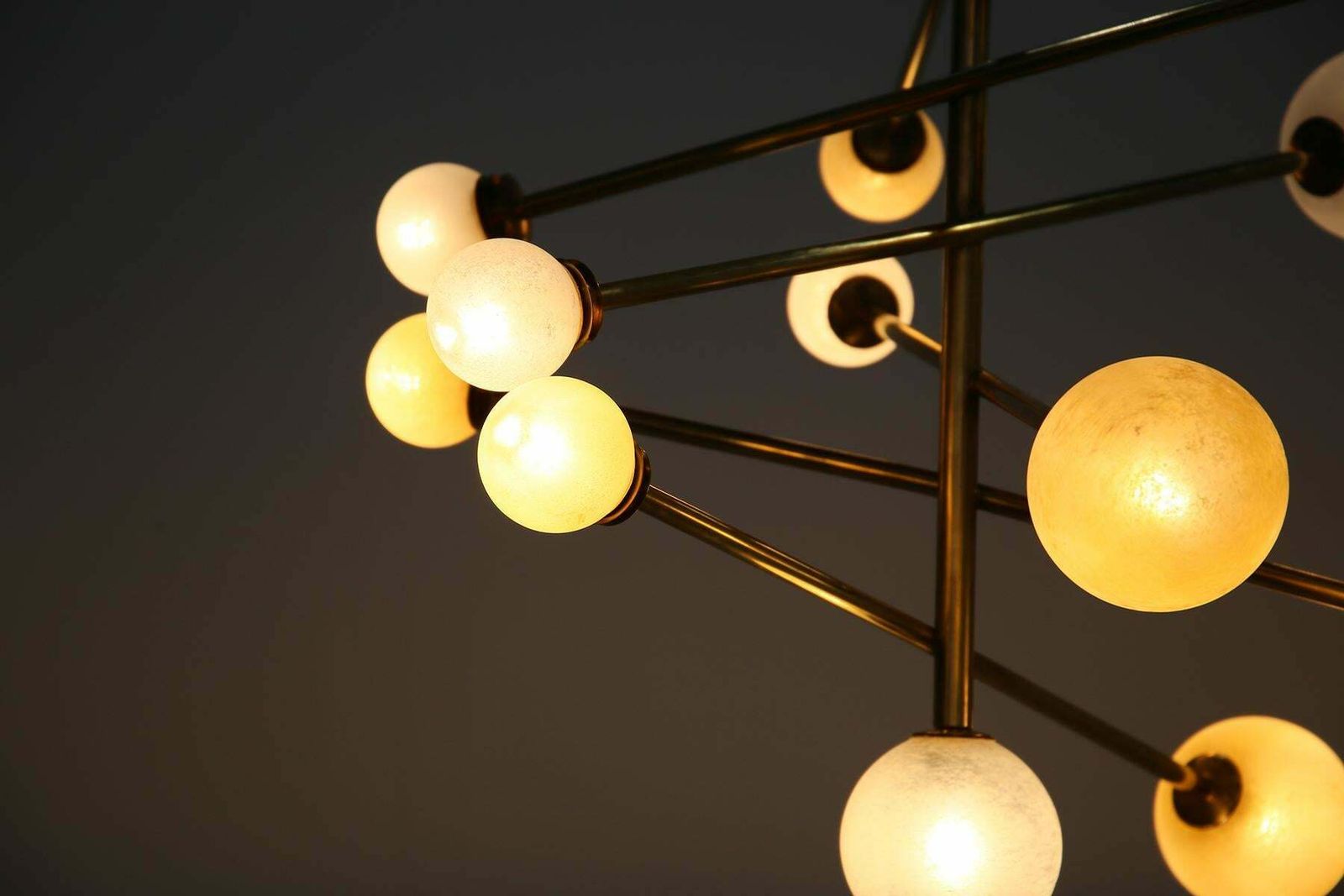 Italian Ceiling Chandelier In Glass And Brass Contemporary photo Lighting
