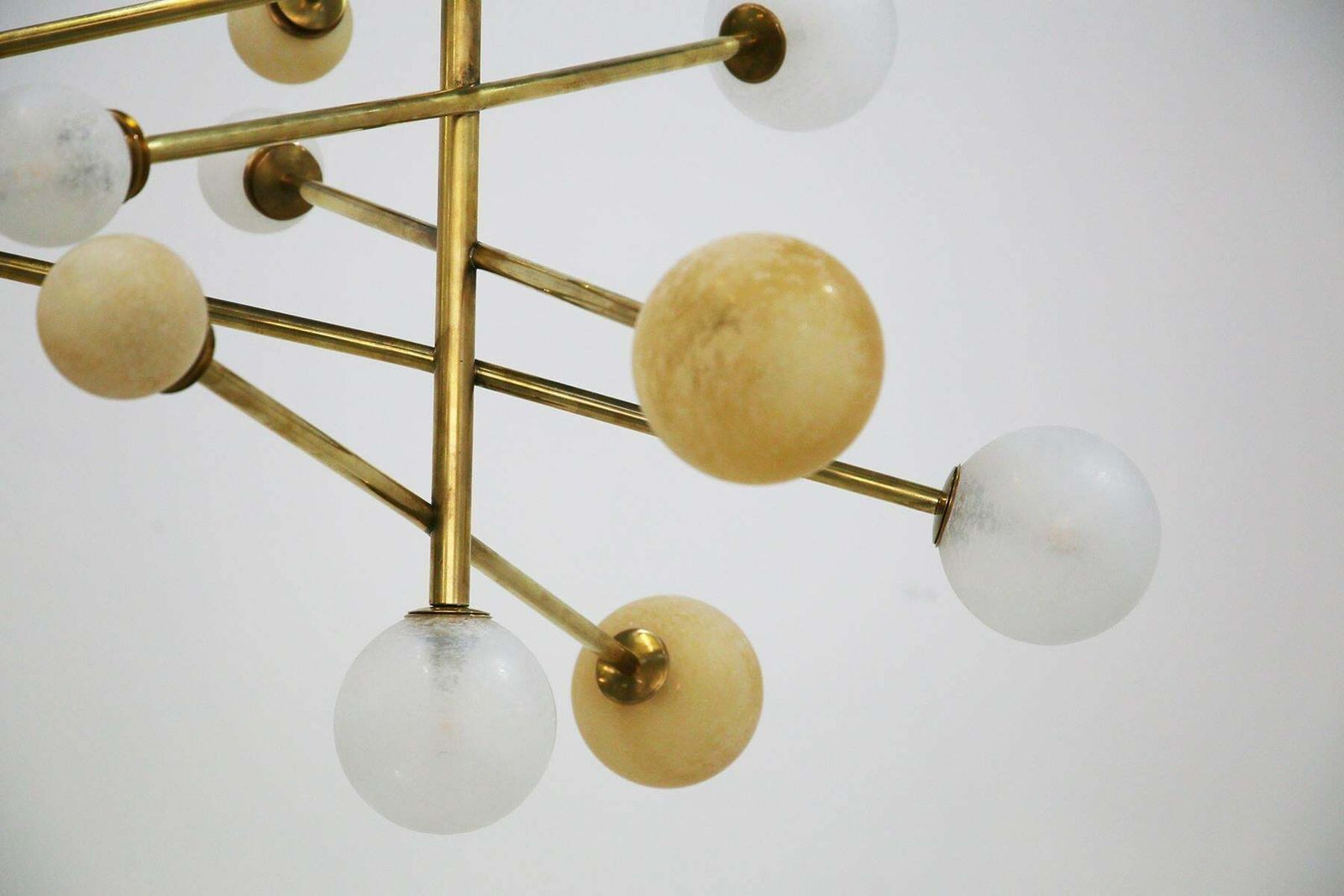 Italian Ceiling Chandelier In Glass And Brass Contemporary photo buy