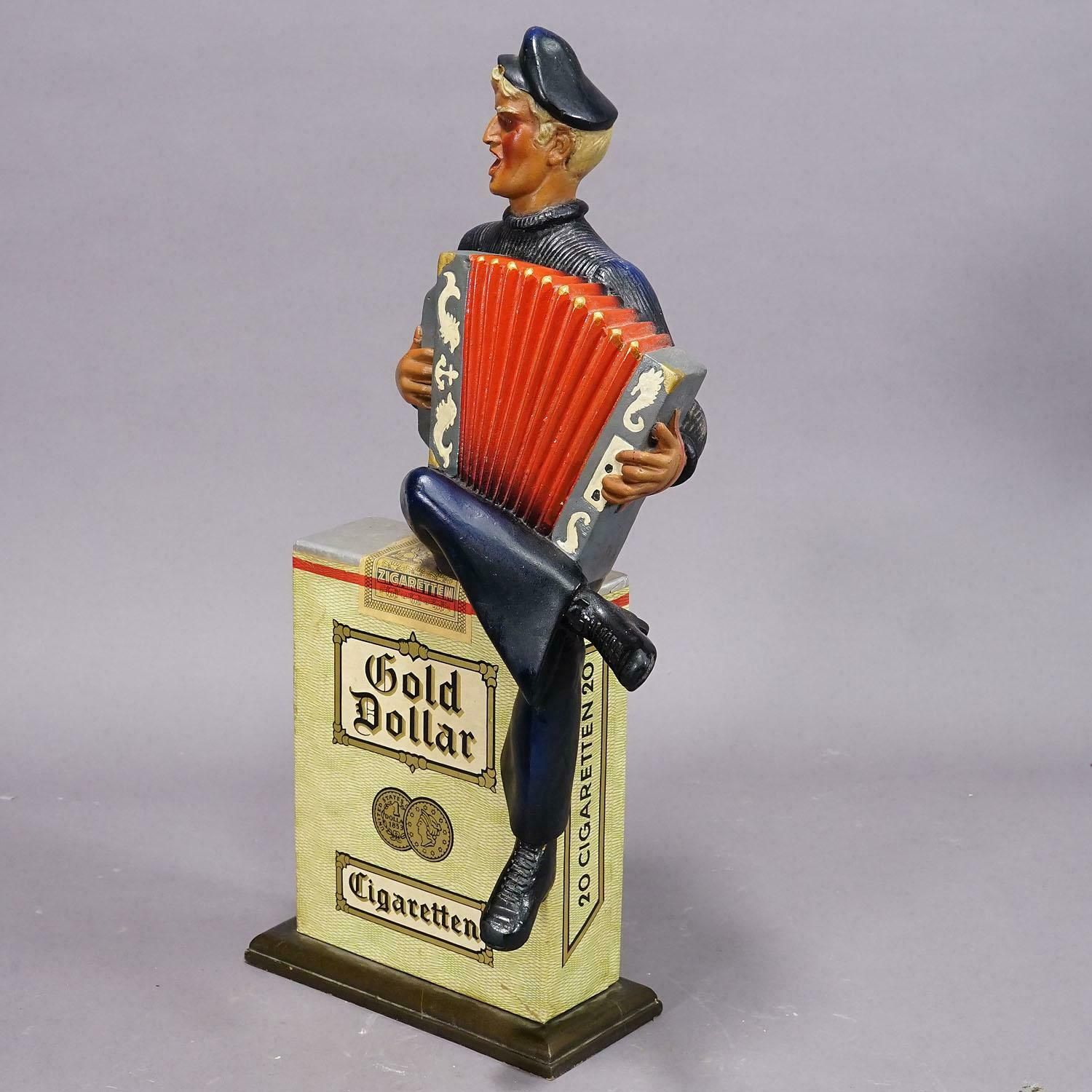 Vintage Gold Dollar Cigarettes Advertising Sculpture 1950s photo Art