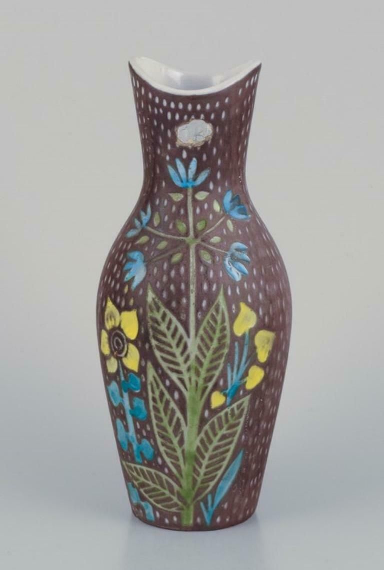 Mari Simmulson For Upsala Ekeby. Pair Of Ceramic Vases. Floral Motifs photo 455.0