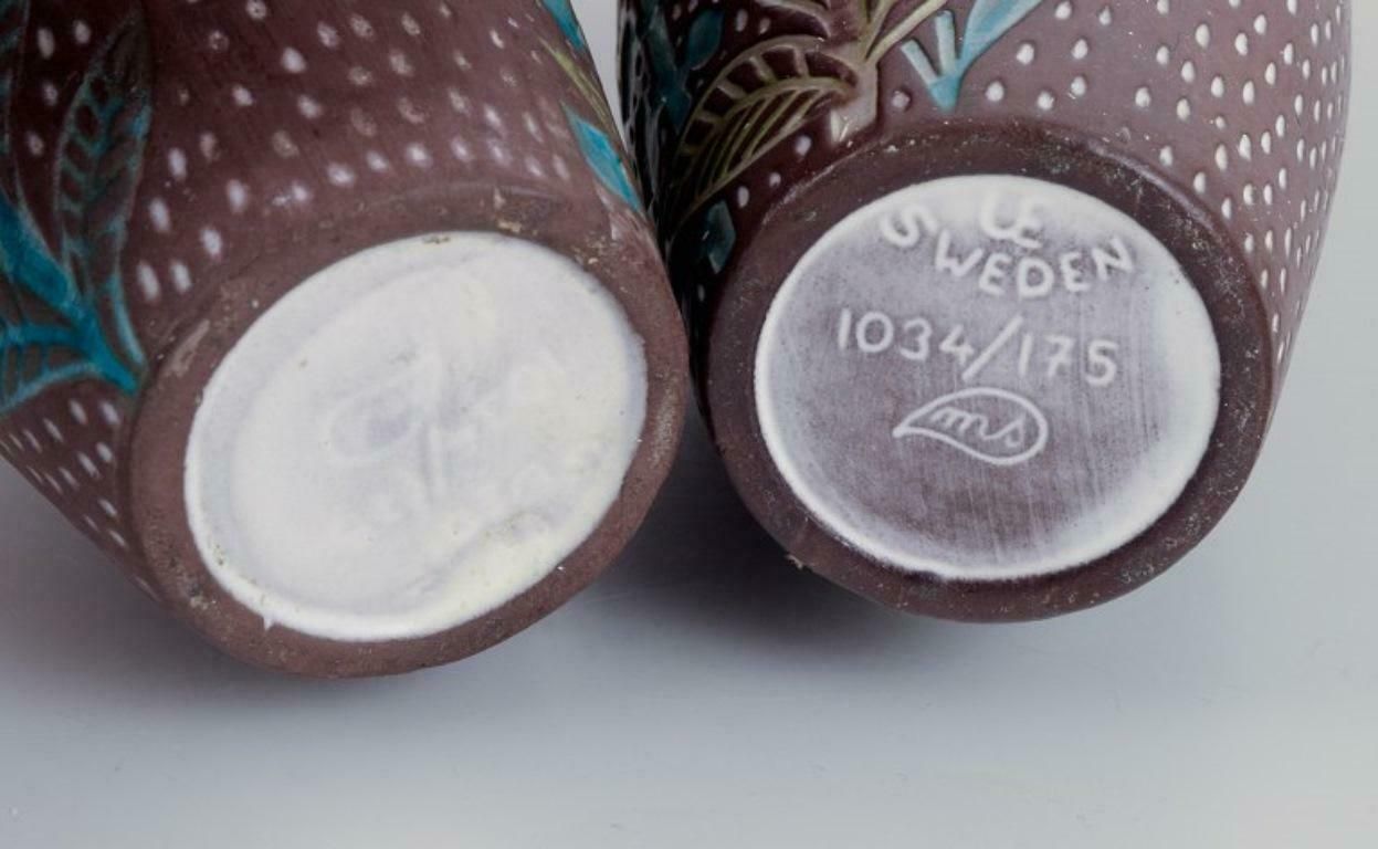 Mari Simmulson For Upsala Ekeby. Pair Of Ceramic Vases. Floral Motifs photo buy
