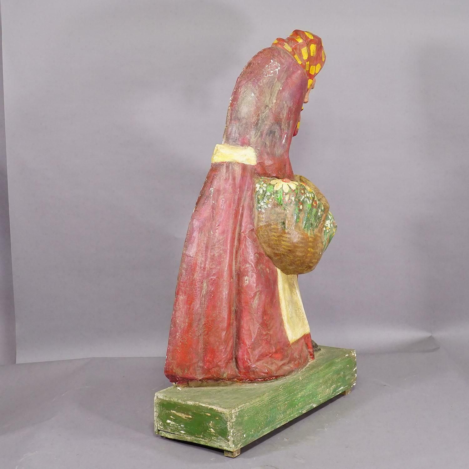Antique Fairground Paper Mache Sculpture Of A Witch Or Farmer's Wive photo Home Decor
