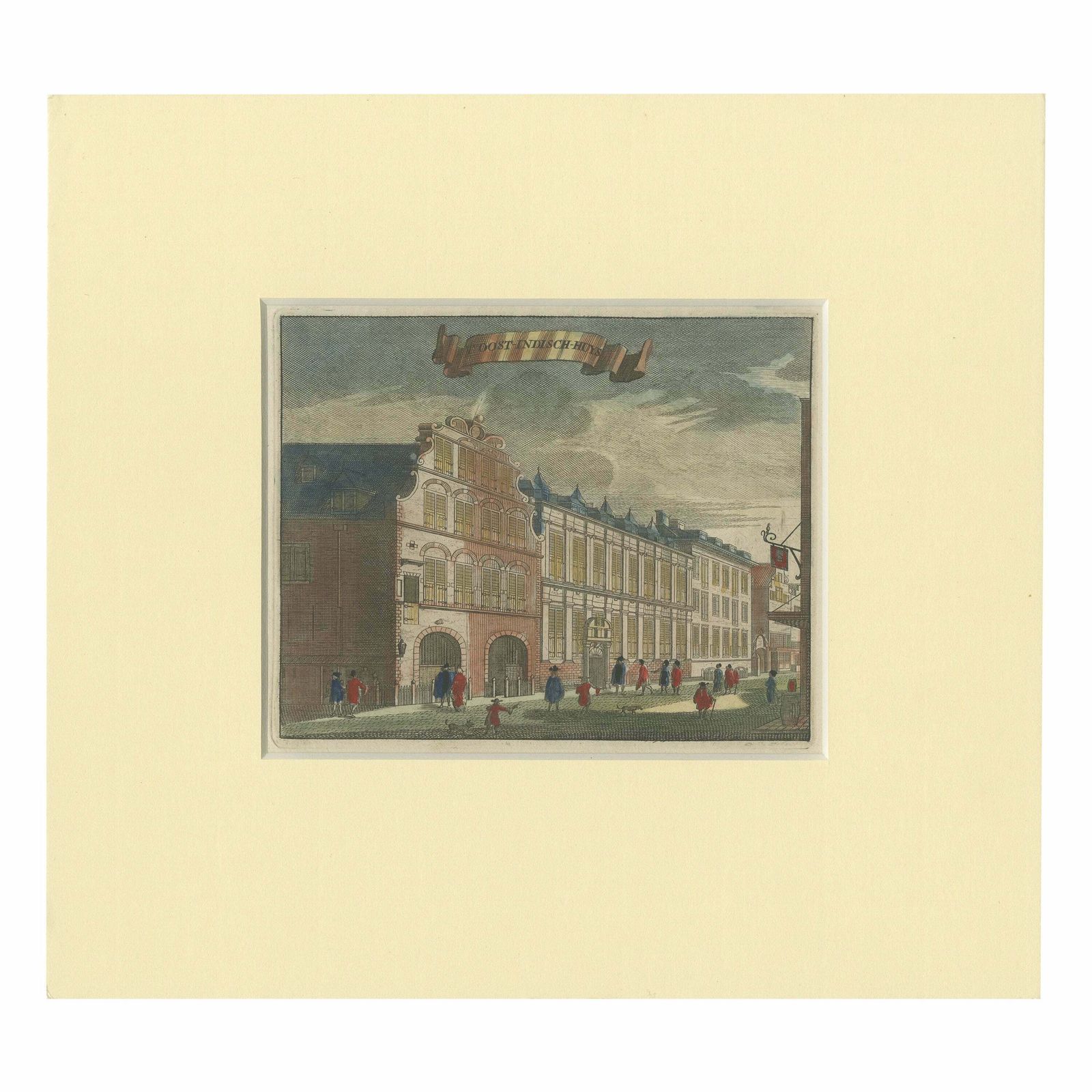 Antique Print Of The East India House In Amsterdam, Holland, 1693