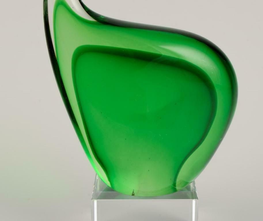Per Lütken For Holmegaard. Sculpture In Green Art Glass. On A Base. photo Art