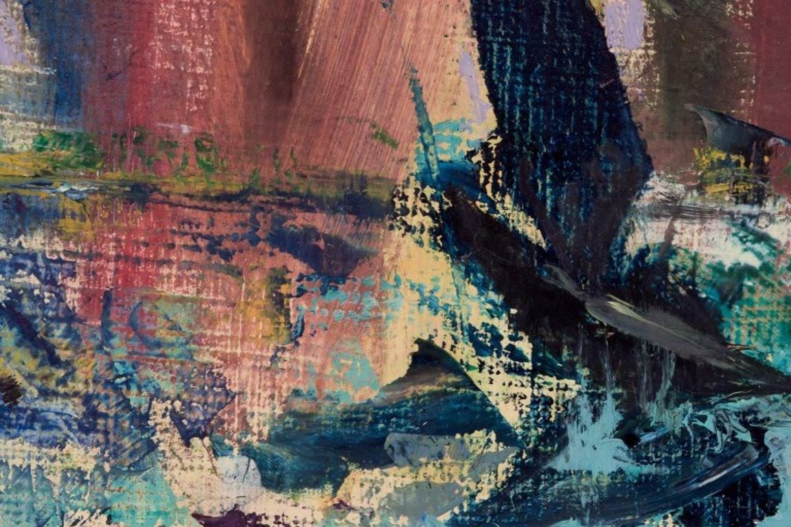 Thelma åkerman, Swedish Artist. Oil On Masonite Board. Abstract Composition. photo Art