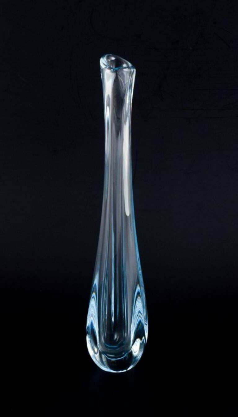 Nils Landberg For Orrefors, Sweden. Tall And Slender Art Glass Vase. photo furniture