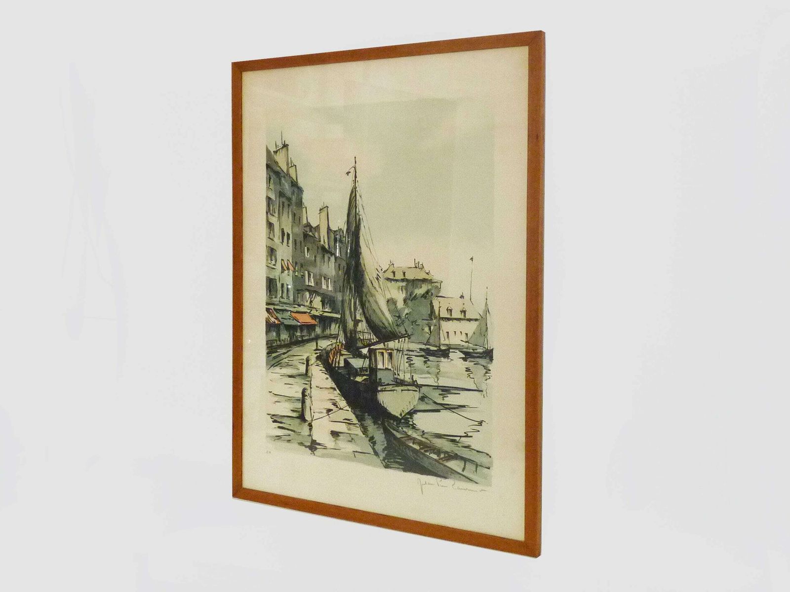 Lithograph Artist's Proof "The Port Of Honfleur" By Jean Pierre Laurent Original And Signed photo buy