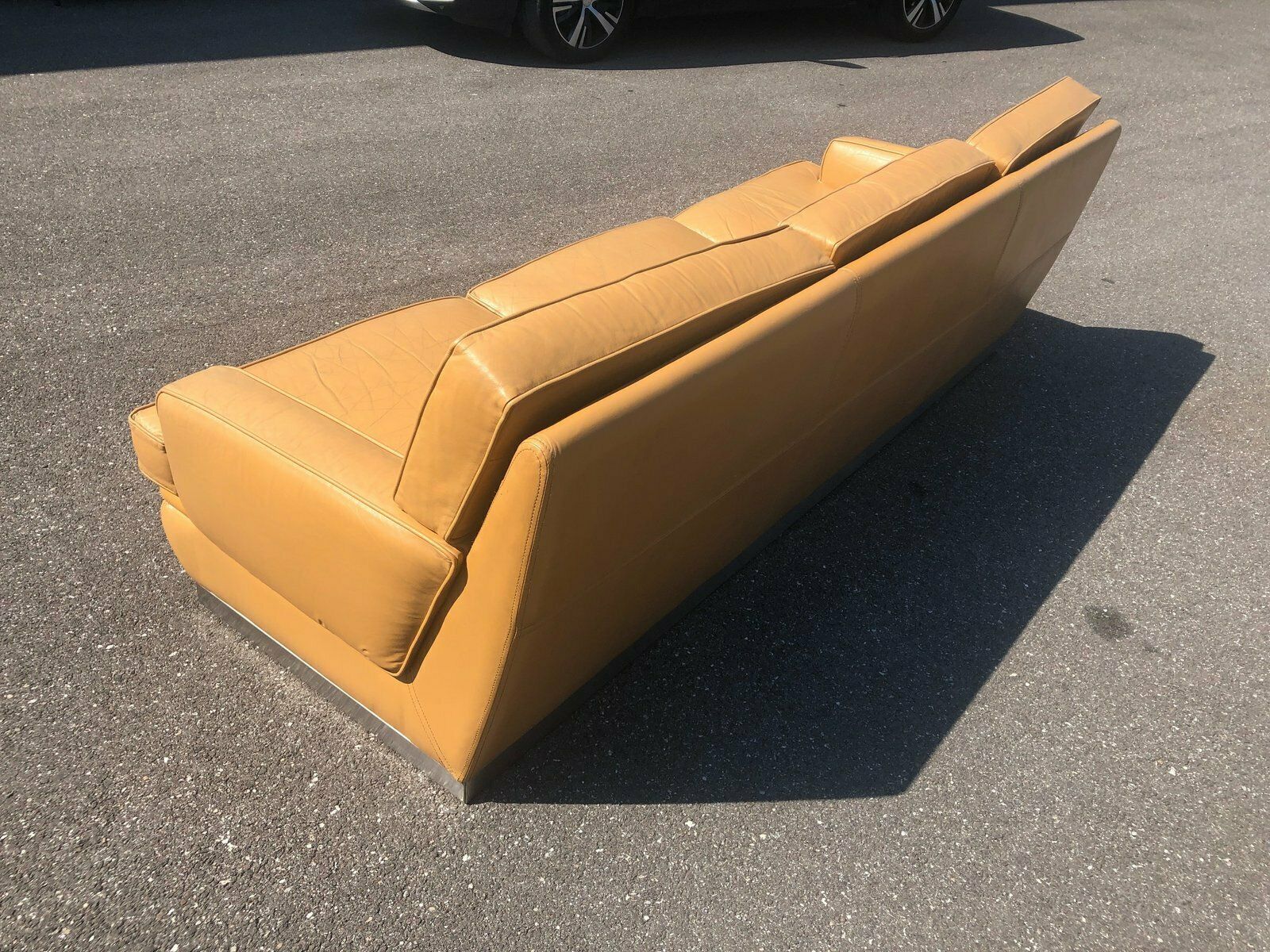 Leather And Brushed Steel Sofa Attributed To Jacques Charpentier For Roche Bobois, 1970s photo vinterior
