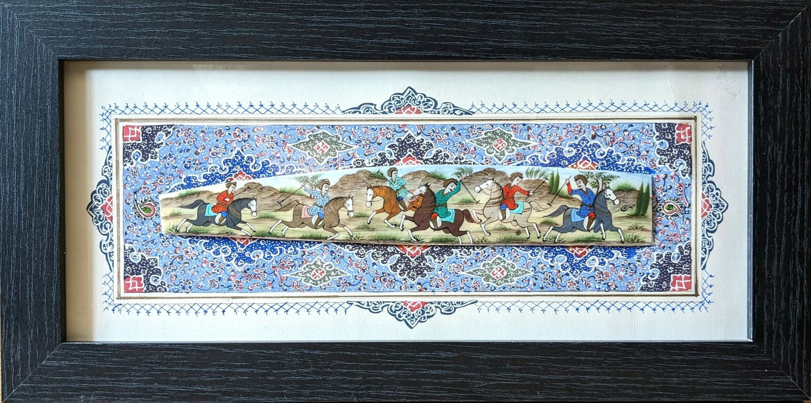 Antique Islamic Framed Miniature Painting On Camel Bone