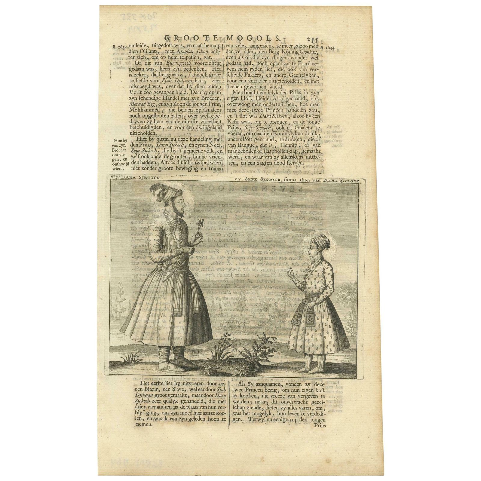 Antique Print Of Dara Shikoh And Sipihr Shikoh By Valentijn, 1726
