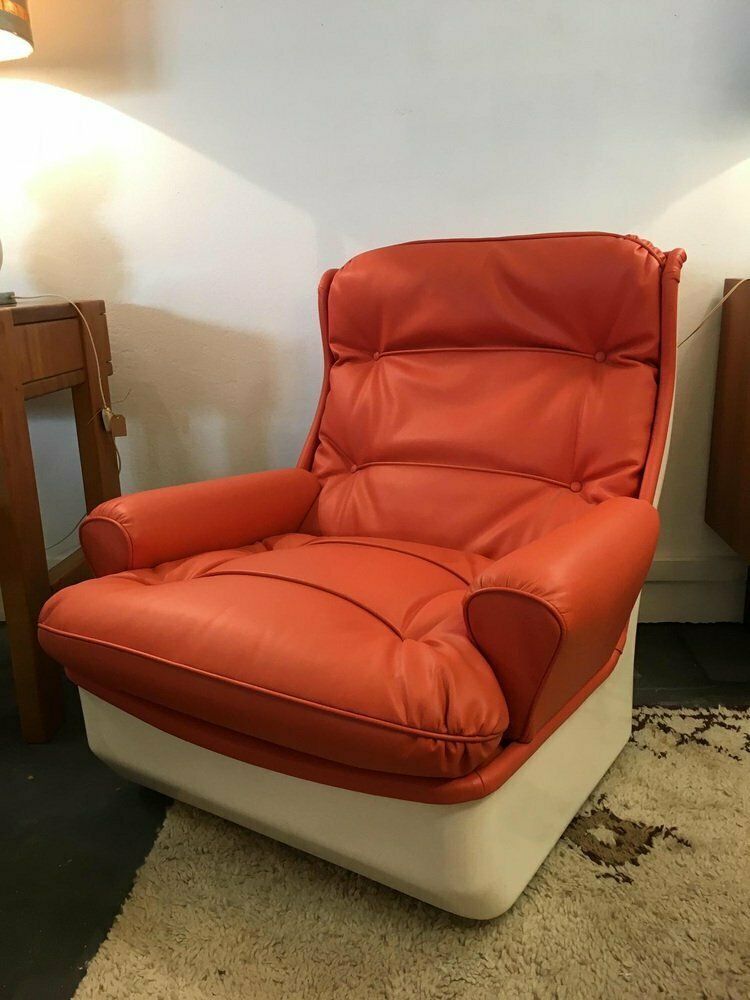 Orange Armchair By Michel Cadestin For Airborne, 1960s photo for sale
