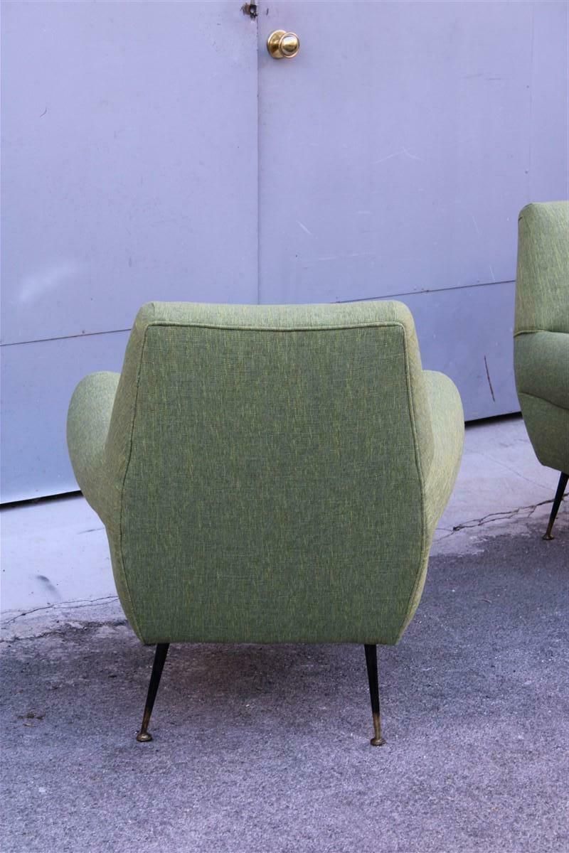 photo vinterior Pair Of Gigi Radice Minotti Armchairs In Trama Green Yellow Mid Century Fabric