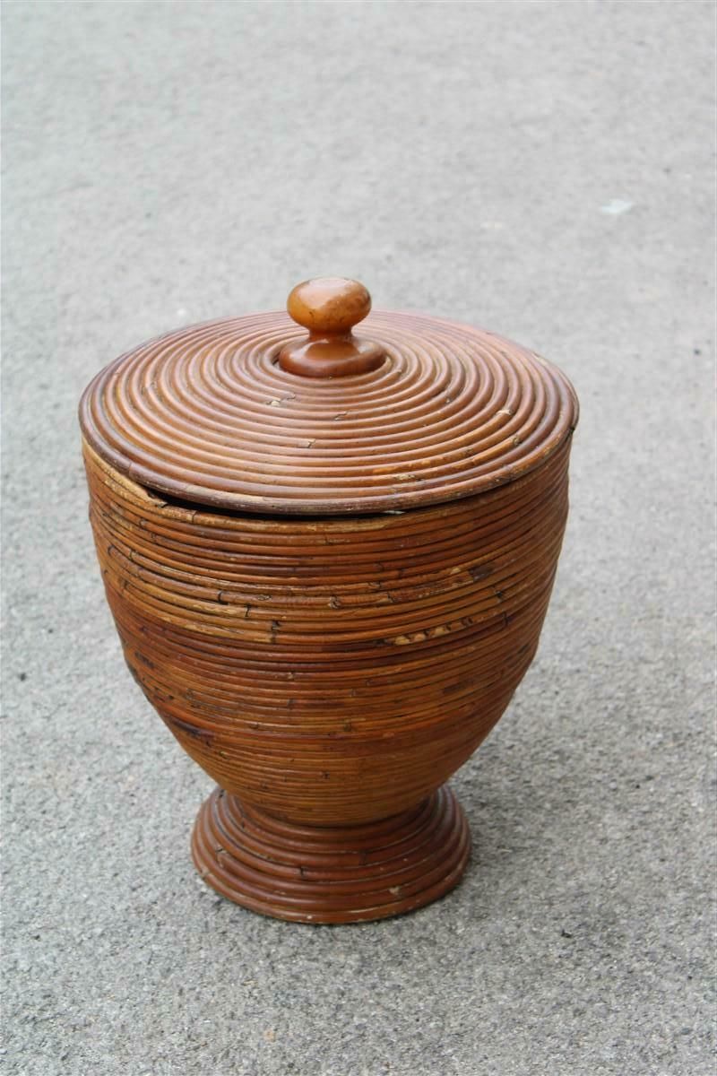 Large Vase With Lid In Italian Midollino 1950s photo furniture