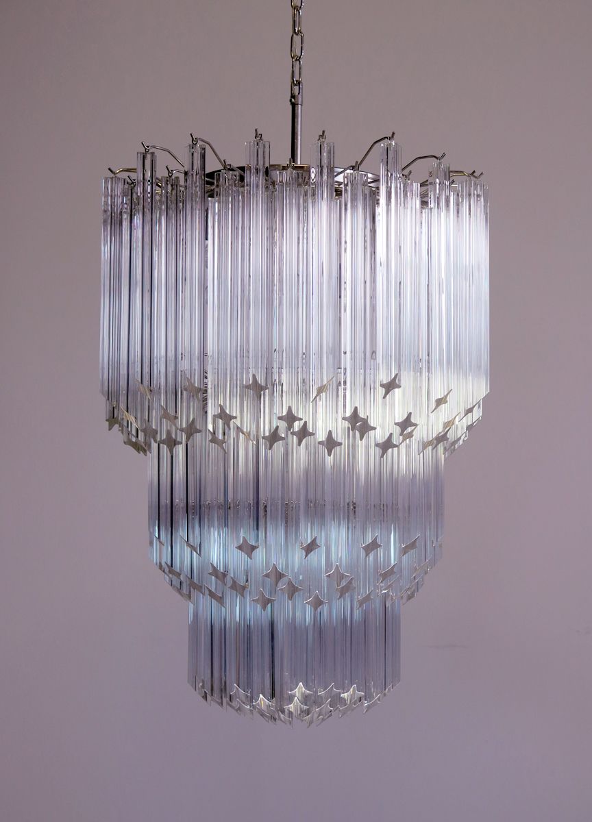 Huge Murano Chandelier Trasparent Quadriedri – 184 Prism   Elena Model photo furniture