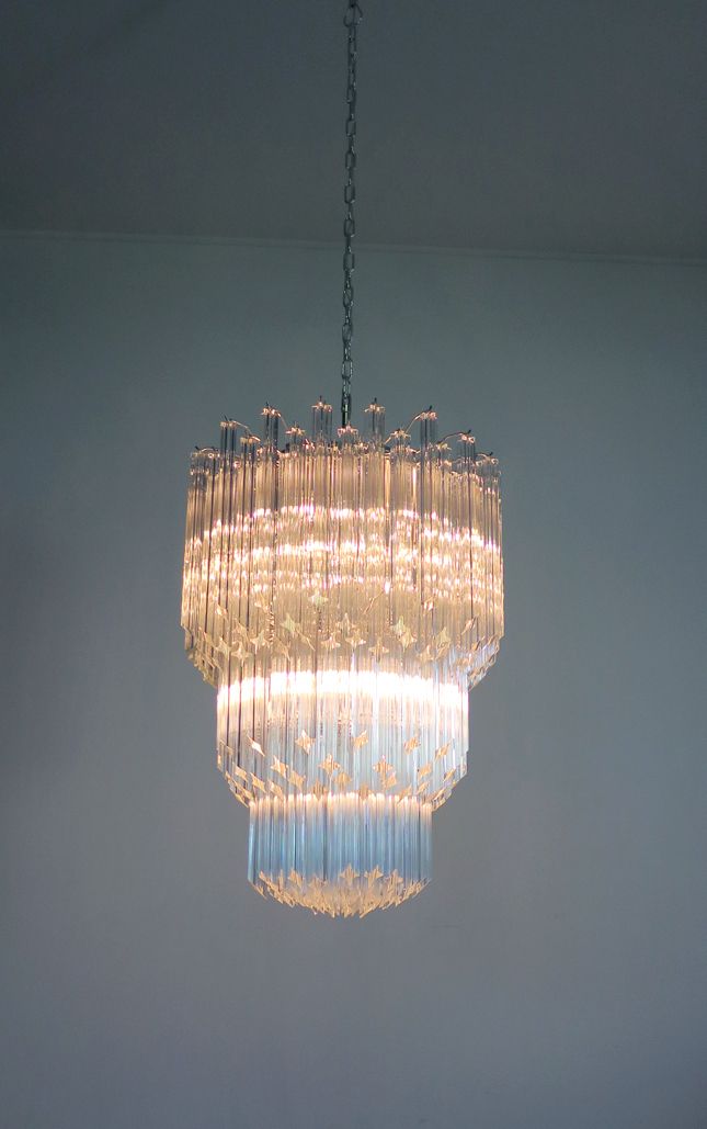Huge Murano Chandelier Trasparent Quadriedri – 184 Prism   Elena Model photo buy
