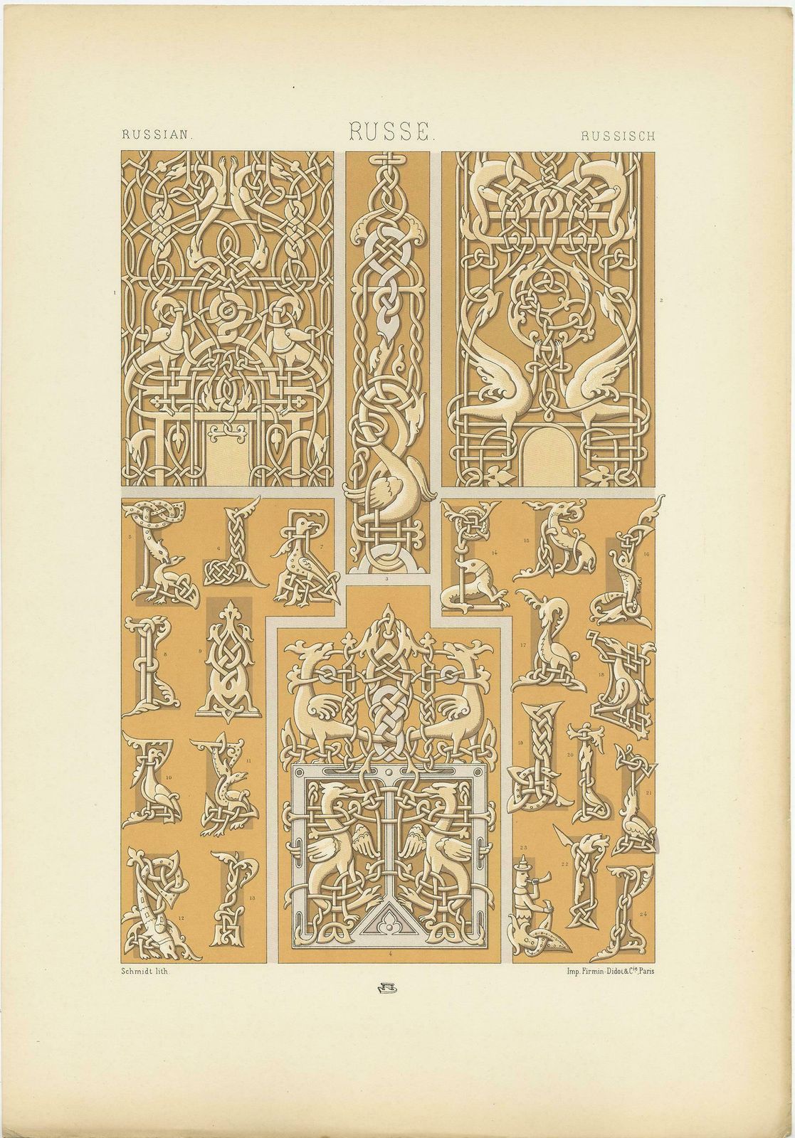 Pl. 65 Antique Print Of Russian Ornaments From 14th Century By Racinet photo Art