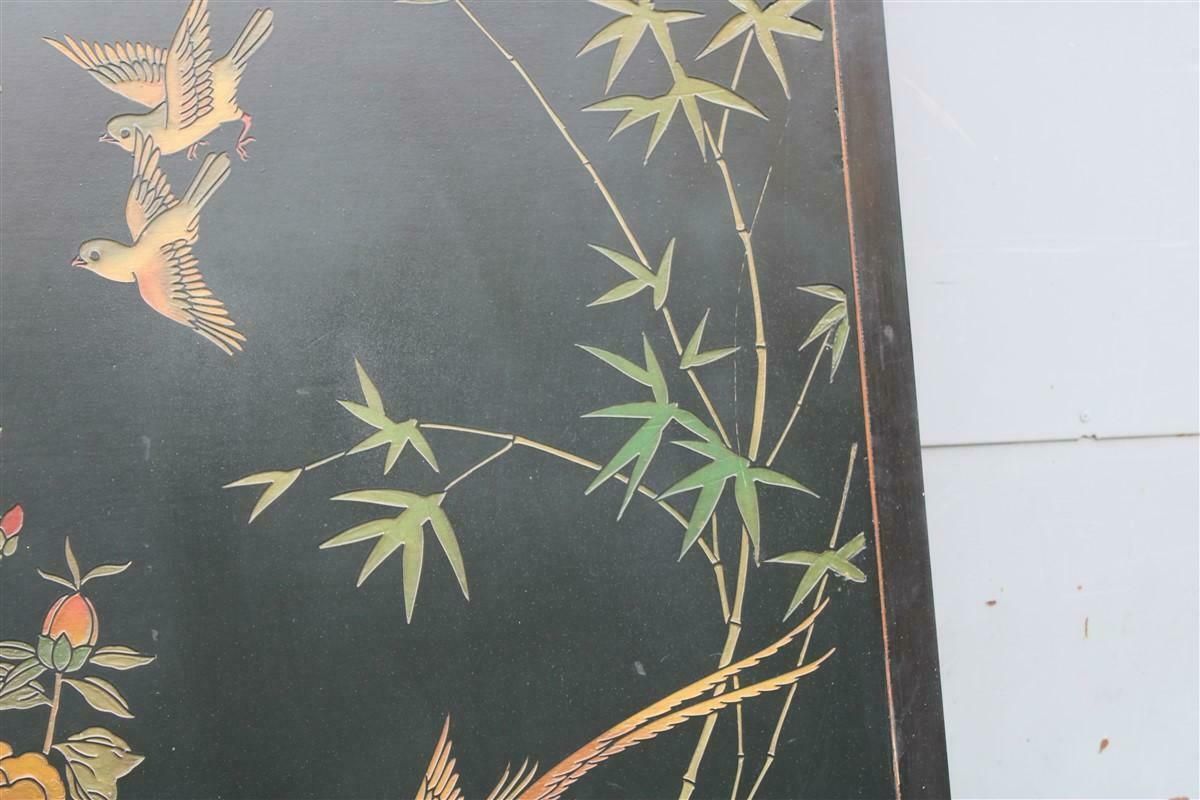 1950s Chinese Lacquer Decorative Panel With Birds, Lotus Flowers And Plants photo 2625.0