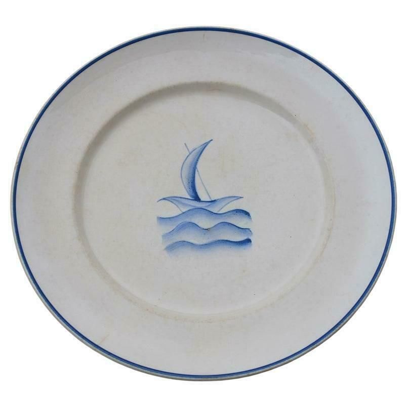 Plate By Gio Ponti From 1930 Small Boat On The Waves The Blue Sea San Cristoforo