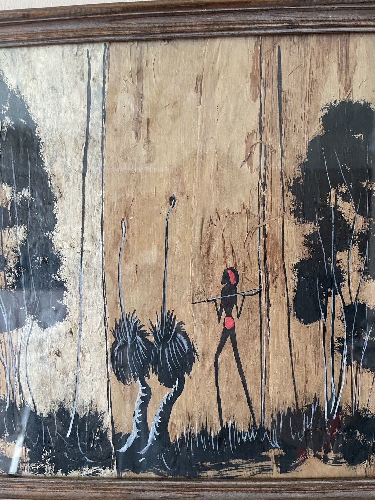 Watercolour Painting On Paper Bark Of An Aboriginal Scene By Simo photo for sale