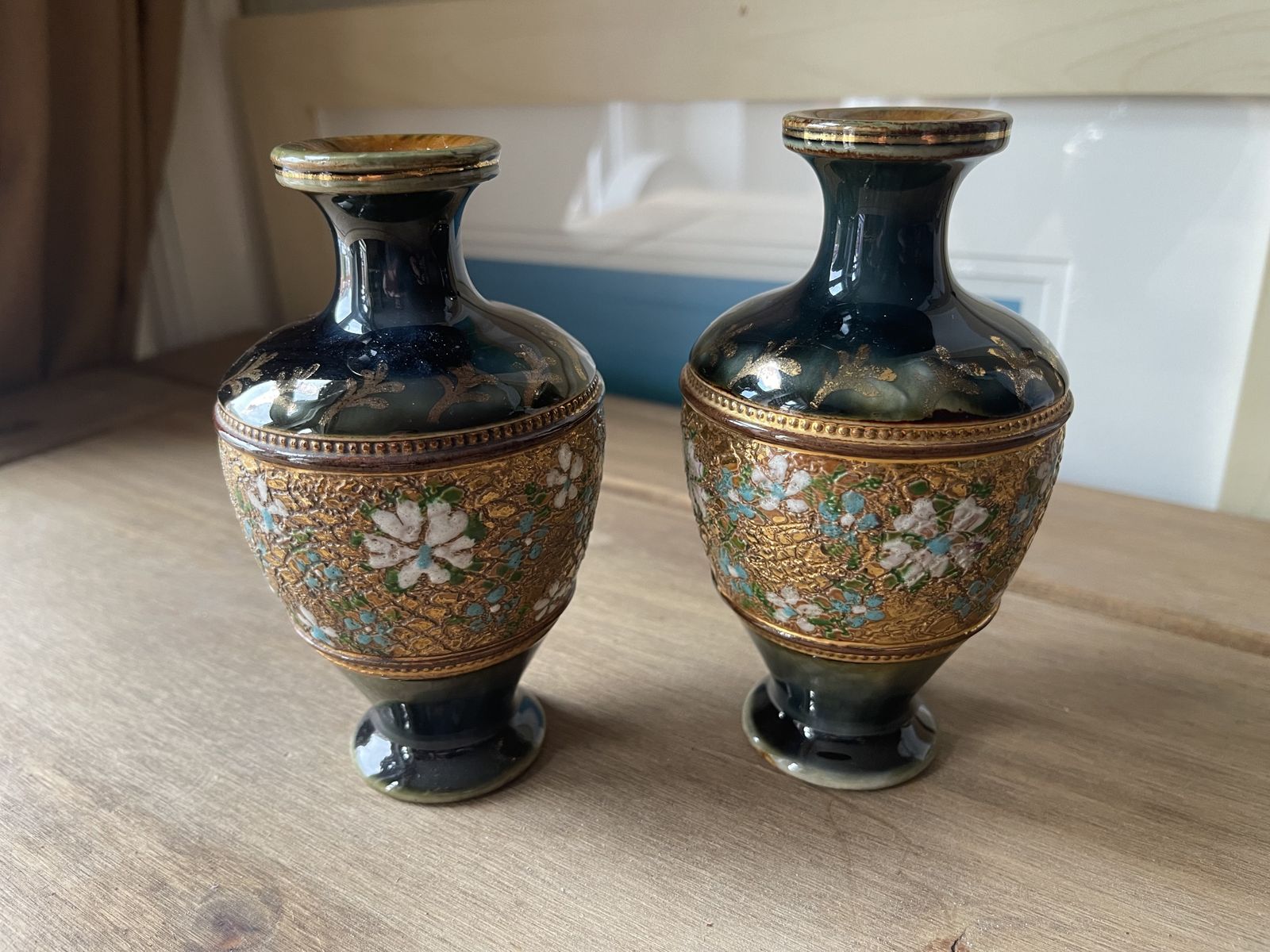 Pair Of Royal Doulton Lambeth Vases C 1895 photo furniture