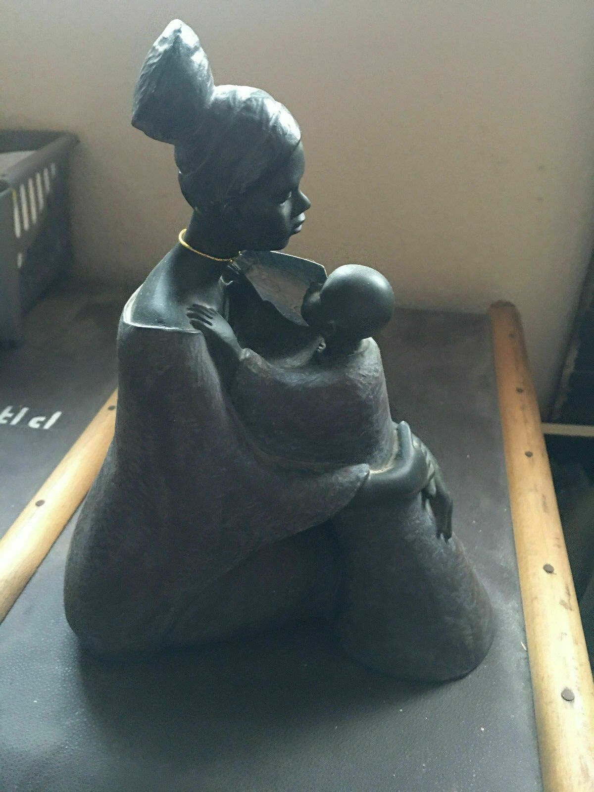 Rare Out Of Africa Ceramic Figurine Of Woman And Baby photo for sale