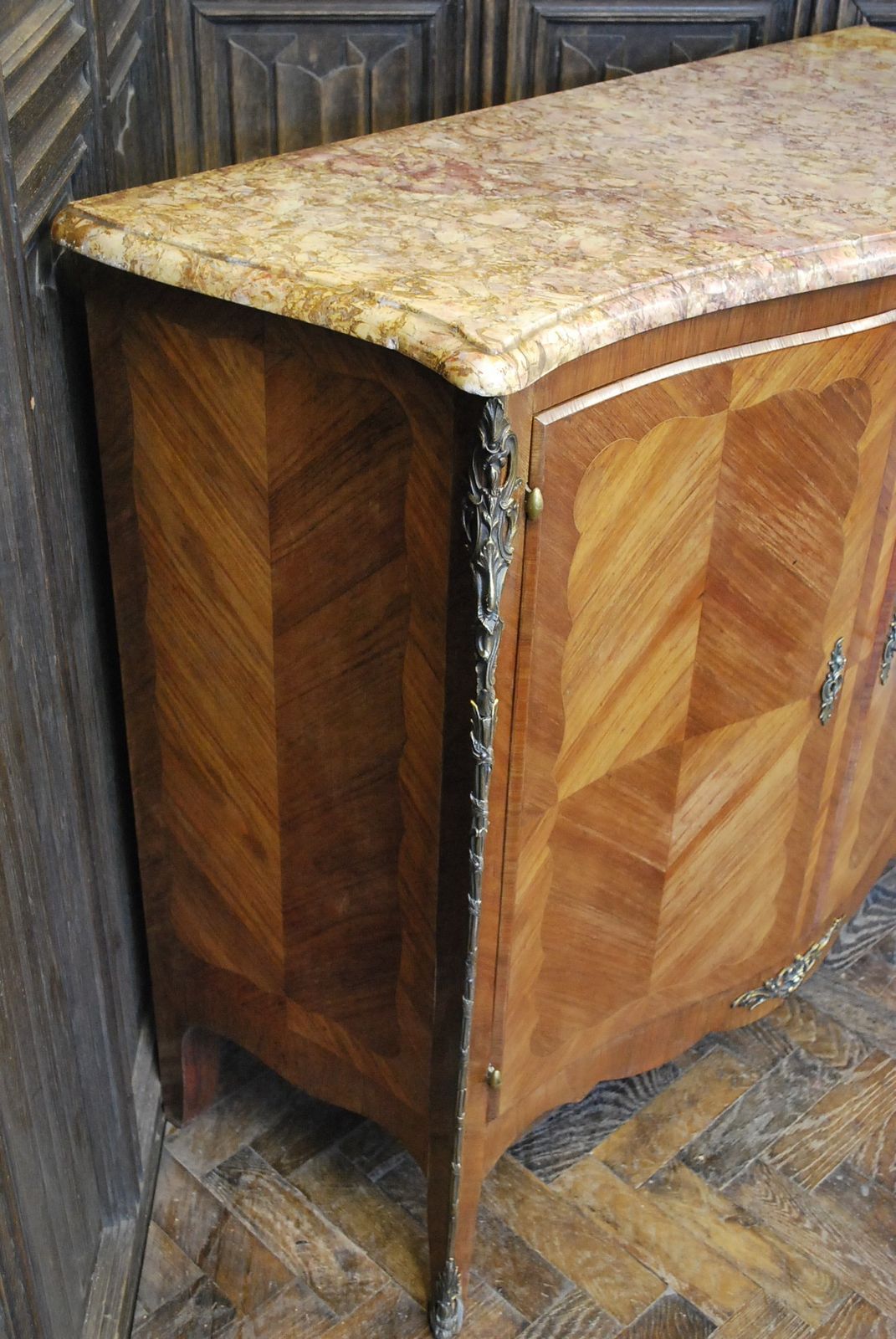 Antique French Serpentine Side Cabinet photo Furniture