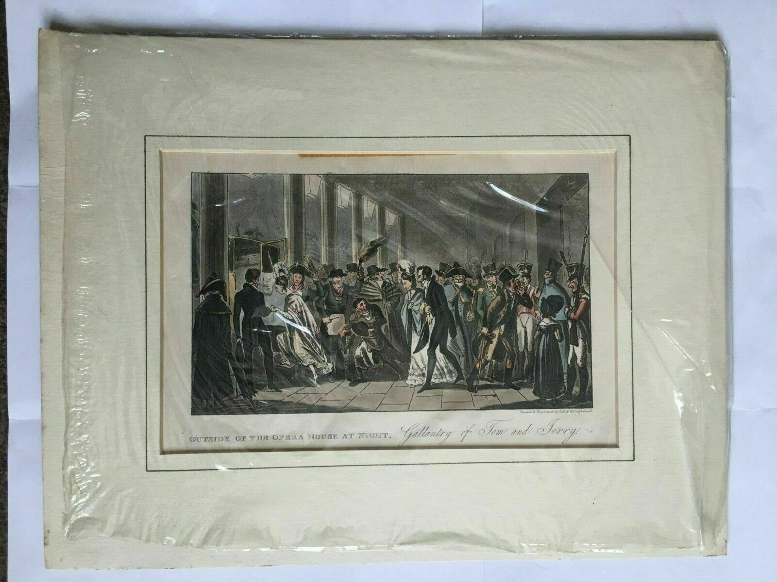 Original Lithograph Titled 'Outside Of The Opera House At Night,Gallantry Of Tom & Jerry' photo furniture