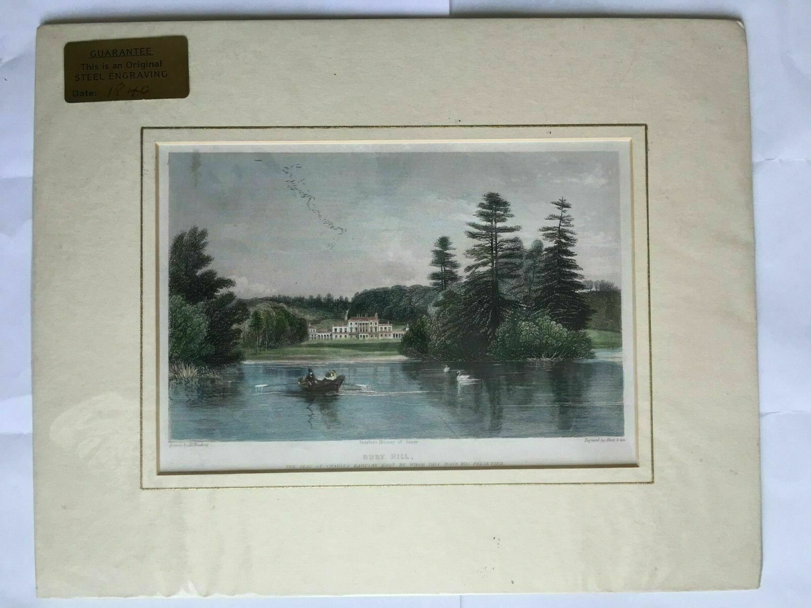 Print From Steel Engraving Titled 'Bury Hill' 1840 photo furniture