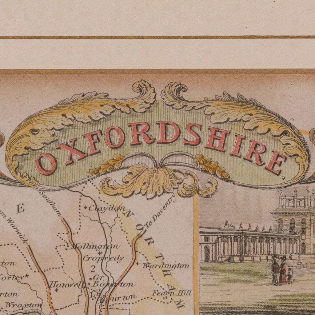 Antique County Map, Oxfordshire, English, Framed Cartography Interest, Victorian photo buy