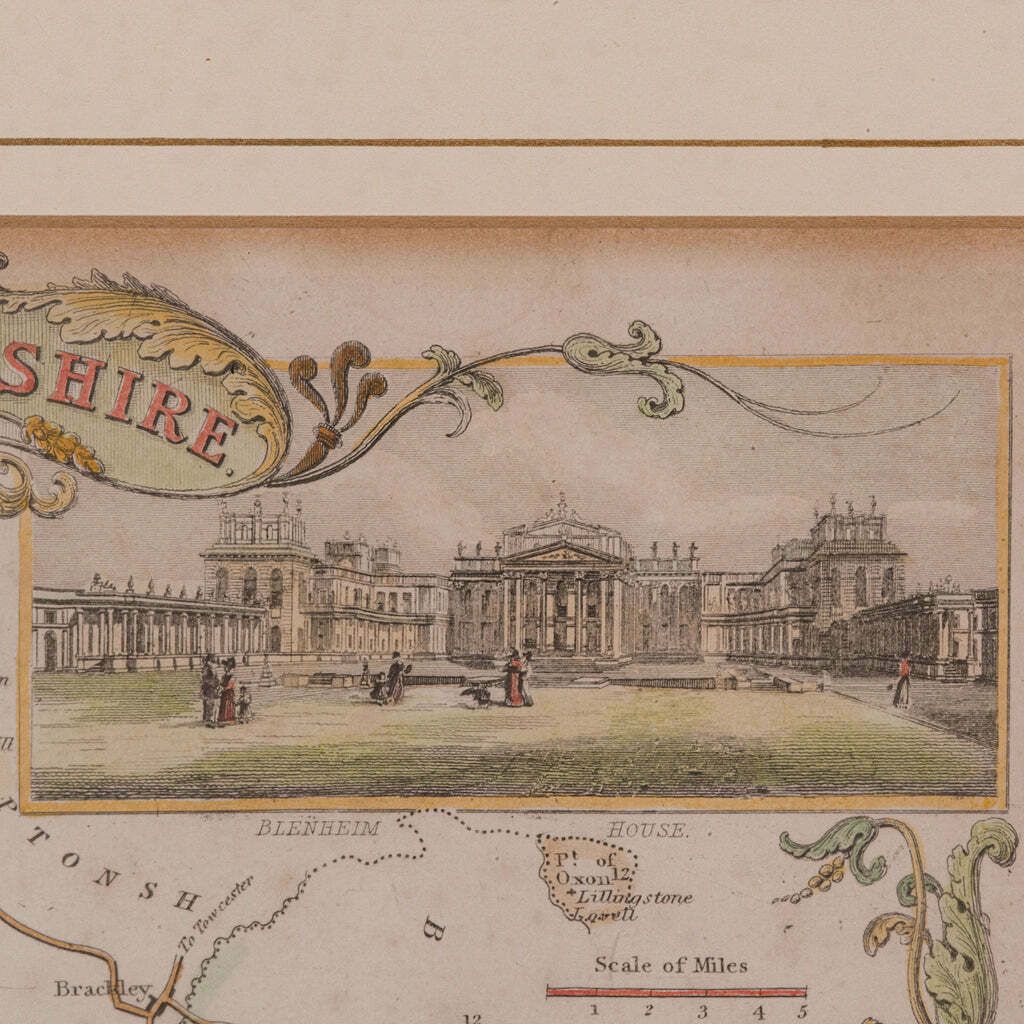 photo furniture Antique County Map, Oxfordshire, English, Framed Cartography Interest, Victorian