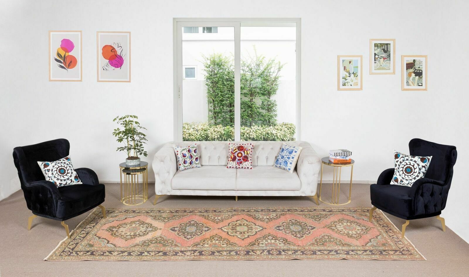 4.7x12.9 Ft Traditional Handmade Turkish Runner. Vintage Geometric Hallway Rug photo furniture