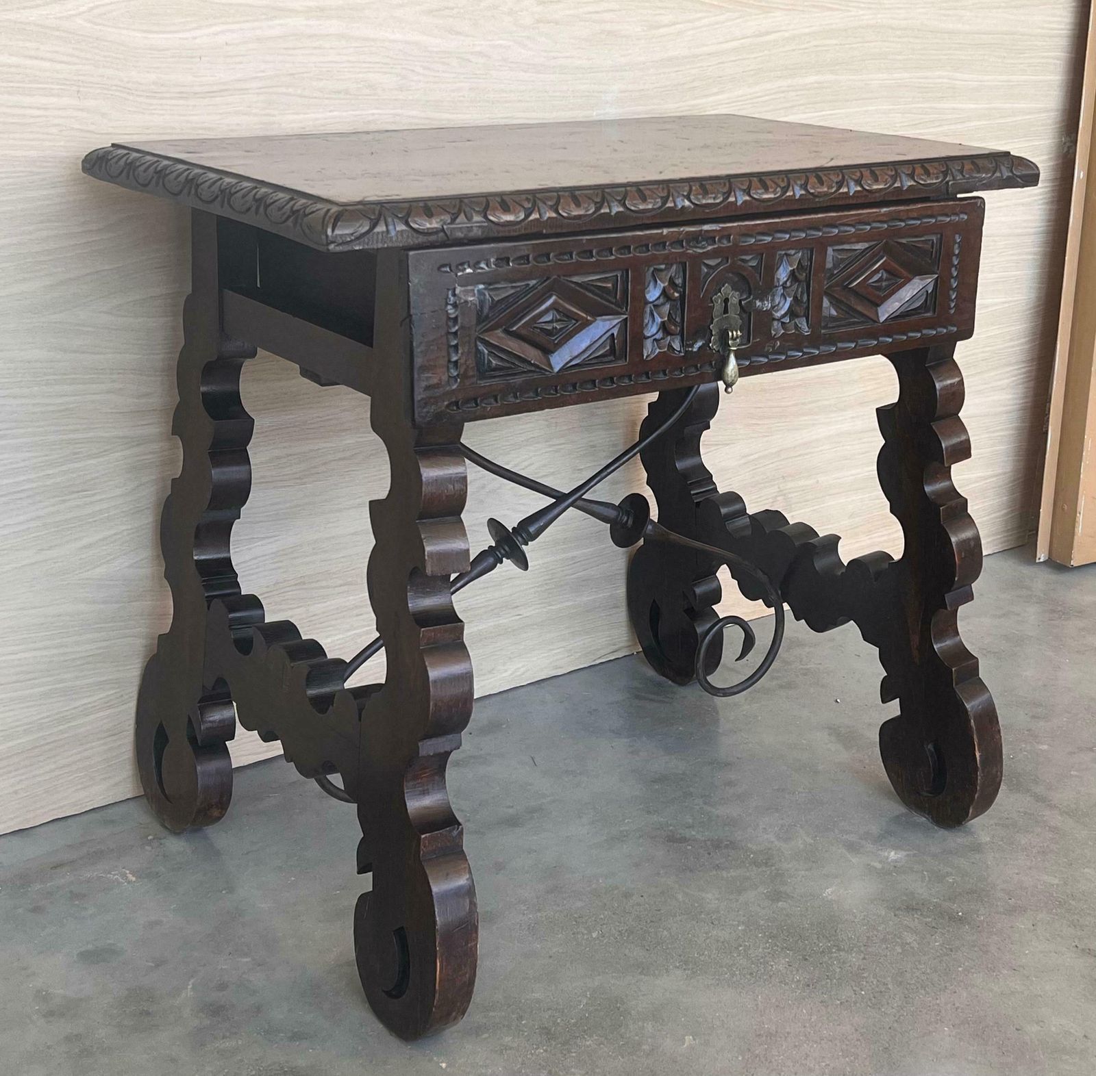 18th Spanish Console Table With Carved Drawers And Original Hardware photo 3433.0