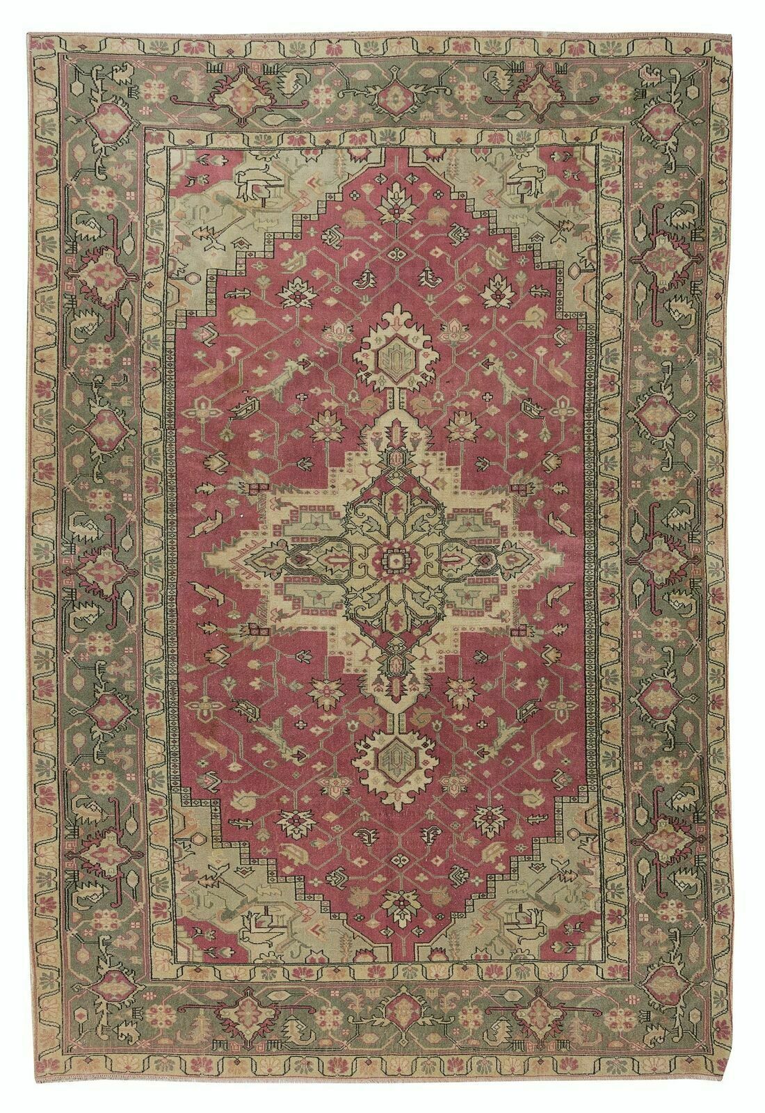 7x10.8 Ft Turkish Handmade Unique Rug, Vintage Carpet With Medallion Design