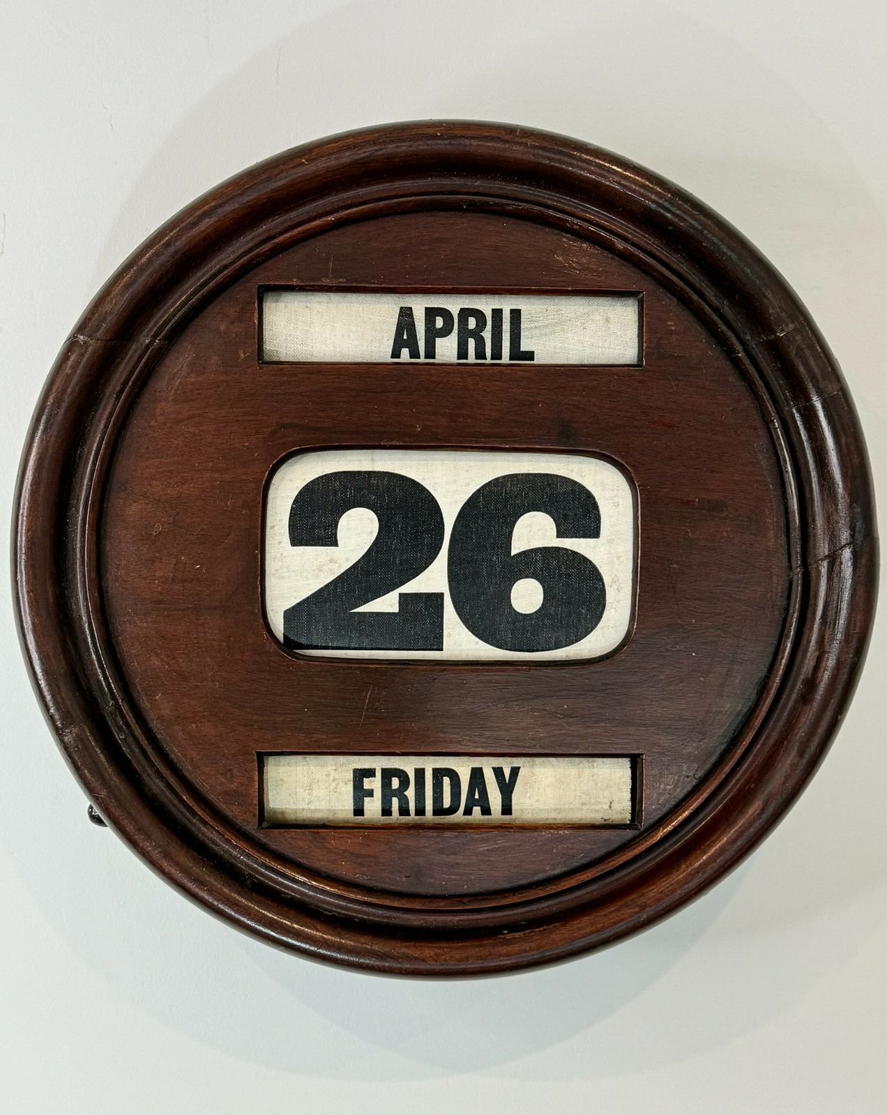 Edwardian Mahogany Perpetual Wall Calendar, Circa 1910 photo 240.0