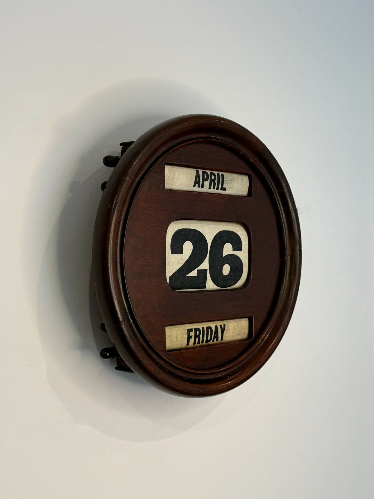 Edwardian Mahogany Perpetual Wall Calendar, Circa 1910 photo vintage