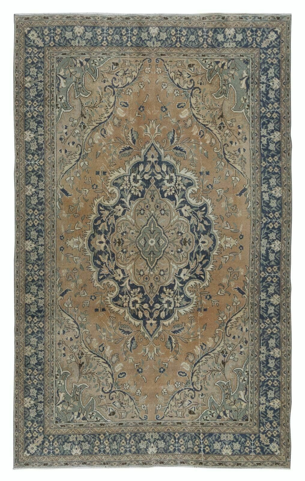 6.8x10.5 Ft One Of A Kind Vintage Tribal Rug, Handmade Turkish Carpet, Ca 1960